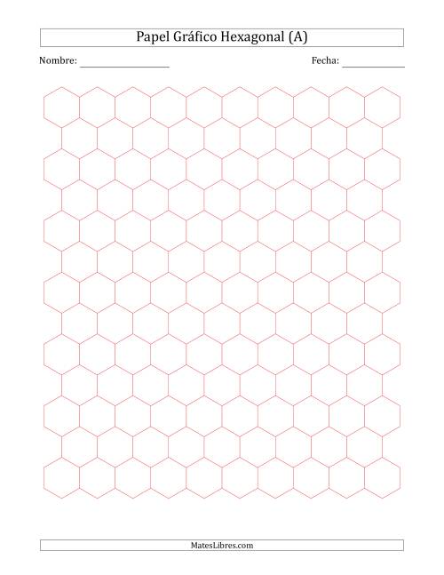 La hoja de ejercicios de Papel Rayado Hexagonal de 1 cm (Rojo)