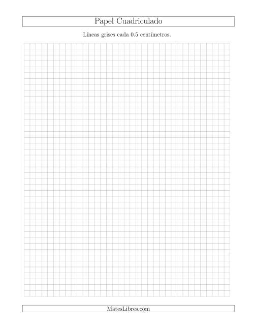La hoja de ejercicios de Papel Cuadriculado de Líneas Grises cada 0.5cm, Tamaño de Papel Carta (Gris)