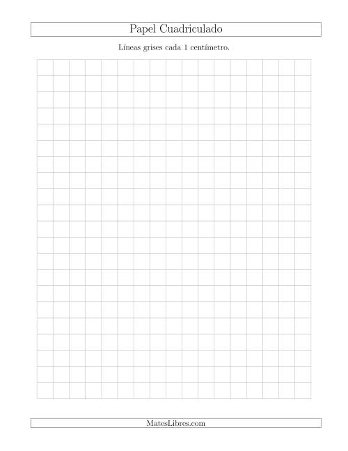 La hoja de ejercicios de Papel Cuadriculado con Líneas Grises cada 1cm, Tamaño de Papel Carta (Gris)