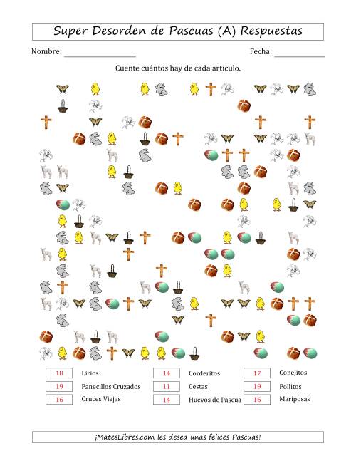 La hoja de ejercicios de Contar Artículos de Pascuas en Conjuntos Super Dispersos (50 Por Ciento Lleno) (Todas) Página 2