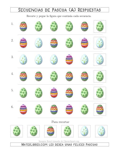 La hoja de ejercicios de Secuencias de Imágenes de Huevos de Pascuas Cambiando el Atributo Forma (A) Página 2