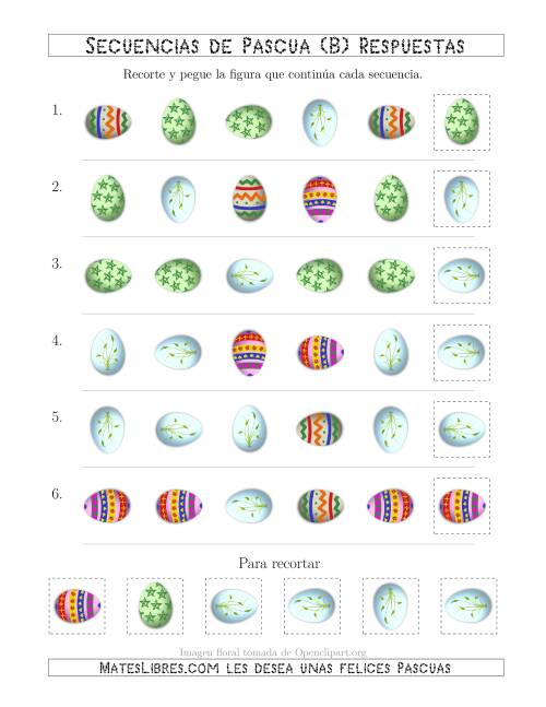La hoja de ejercicios de Secuencias de Imágenes de Huevos de Pascuas Cambiando los Atributos Forma y Rotación (B) Página 2