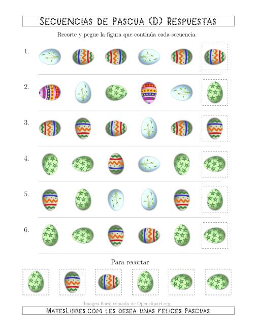 La hoja de ejercicios de Secuencias de Imágenes de Huevos de Pascuas Cambiando los Atributos Forma y Rotación (D) Página 2