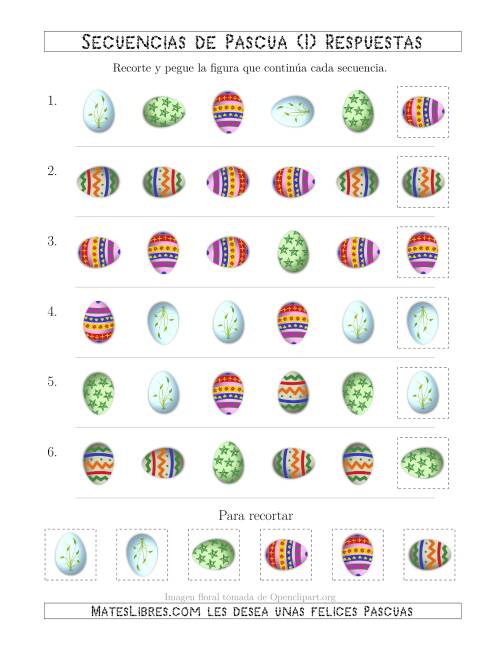 La hoja de ejercicios de Secuencias de Imágenes de Huevos de Pascuas Cambiando los Atributos Forma y Rotación (I) Página 2