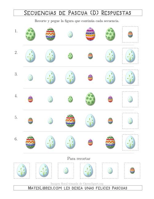 La hoja de ejercicios de Secuencias de Imágenes de Huevos de Pascuas Cambiando los Atributos Forma y Tamaño (D) Página 2