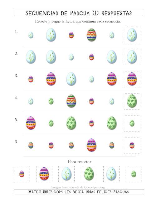 La hoja de ejercicios de Secuencias de Imágenes de Huevos de Pascuas Cambiando los Atributos Forma y Tamaño (I) Página 2