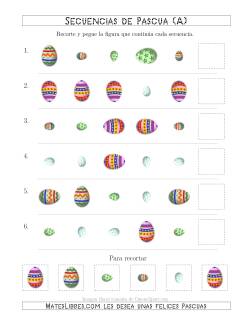 Secuencias de Imágenes de Huevos de Pascuas Cambiando los Atributos Forma, Rotación y Tamaño