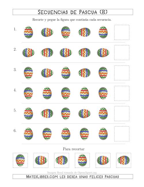 La hoja de ejercicios de Secuencias de Imágenes de Huevos de Pascuas Cambiando el Atributo Rotación (B)