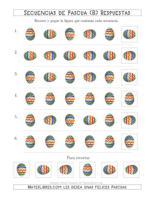 La hoja de ejercicios de Secuencias de Imágenes de Huevos de Pascuas Cambiando el Atributo Rotación (B) Página 2