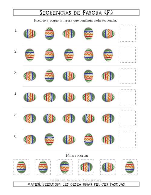 La hoja de ejercicios de Secuencias de Imágenes de Huevos de Pascuas Cambiando el Atributo Rotación (F)