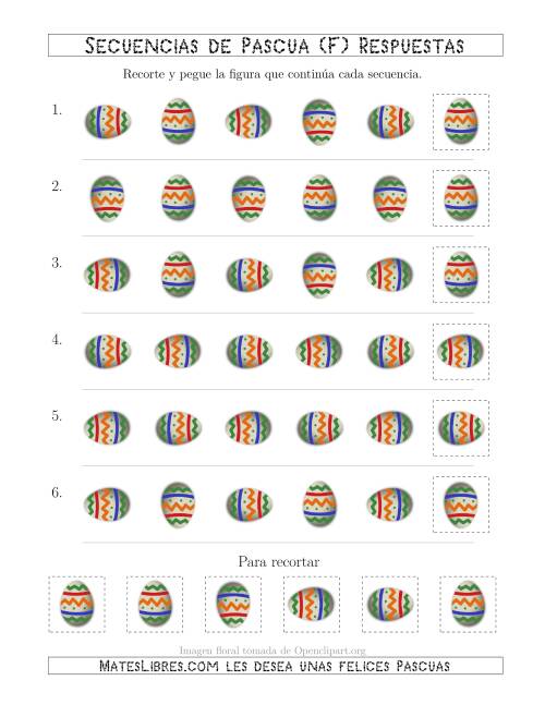 La hoja de ejercicios de Secuencias de Imágenes de Huevos de Pascuas Cambiando el Atributo Rotación (F) Página 2