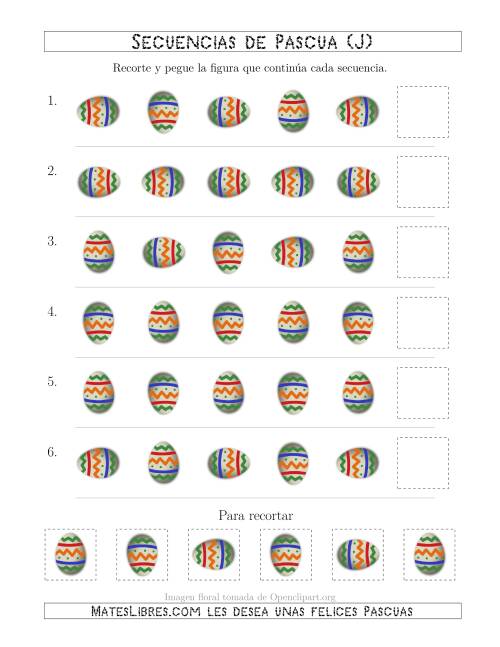 La hoja de ejercicios de Secuencias de Imágenes de Huevos de Pascuas Cambiando el Atributo Rotación (J)