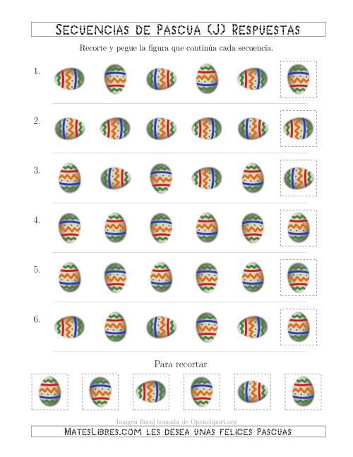 La hoja de ejercicios de Secuencias de Imágenes de Huevos de Pascuas Cambiando el Atributo Rotación (J) Página 2