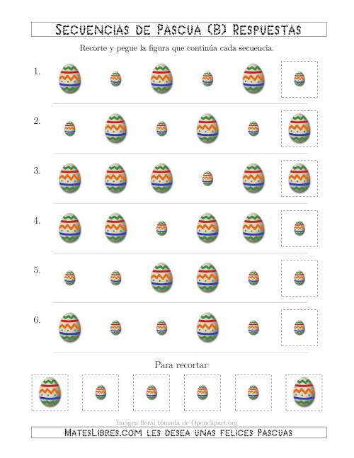 La hoja de ejercicios de Secuencias de Imágenes de Huevos de Pascuas Cambiando el Atributo Tamaño (B) Página 2