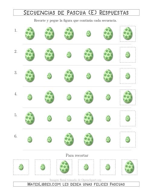La hoja de ejercicios de Secuencias de Imágenes de Huevos de Pascuas Cambiando el Atributo Tamaño (E) Página 2