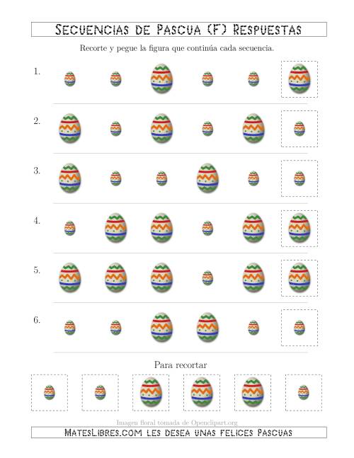 La hoja de ejercicios de Secuencias de Imágenes de Huevos de Pascuas Cambiando el Atributo Tamaño (F) Página 2