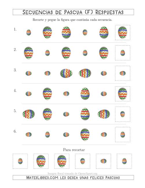 La hoja de ejercicios de Secuencias de Imágenes de Huevos de Pascuas Cambiando los Atributos Rotación y Tamaño (F) Página 2
