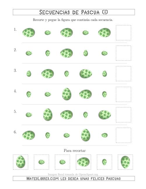 La hoja de ejercicios de Secuencias de Imágenes de Huevos de Pascuas Cambiando los Atributos Rotación y Tamaño (I)
