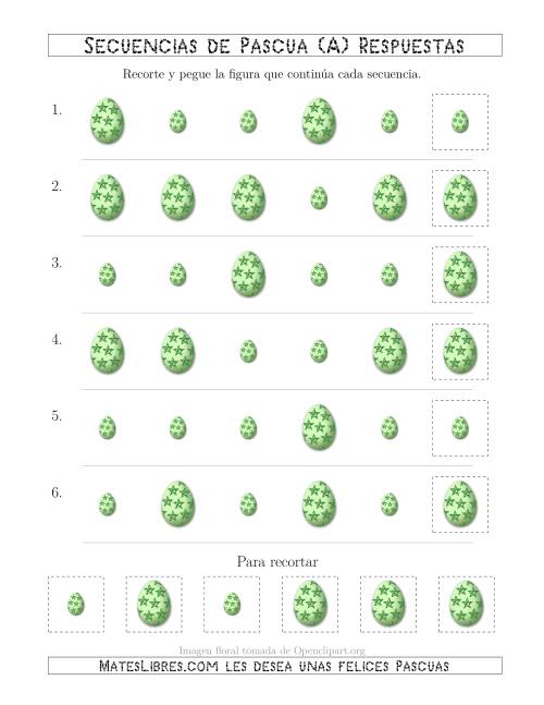 La hoja de ejercicios de Secuencias de Imágenes de Huevos de Pascuas Cambiando el Atributo Tamaño (Todas) Página 2