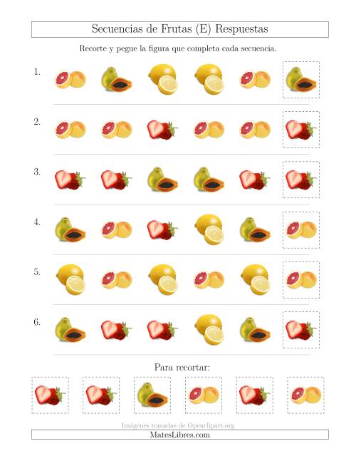 La hoja de ejercicios de Secuencias de Imágenes de Frutas Cambiando el Atributo Forma (E) Página 2