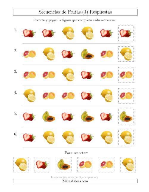 La hoja de ejercicios de Secuencias de Imágenes de Frutas Cambiando el Atributo Forma (J) Página 2