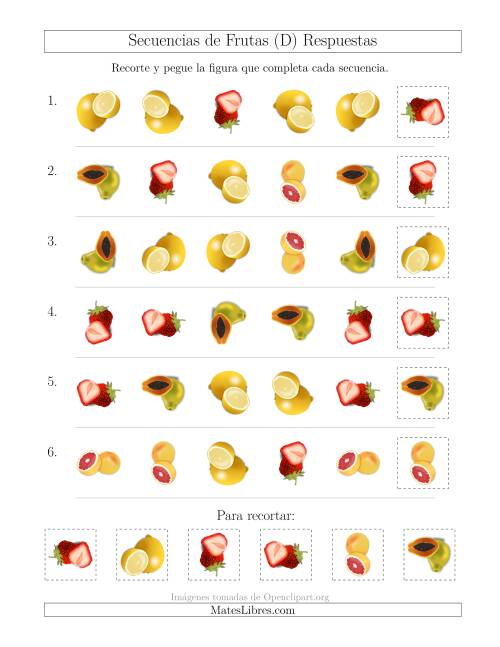 La hoja de ejercicios de Secuencias de Imágenes de Frutas Cambiando los Atributos Forma y Rotación (D) Página 2