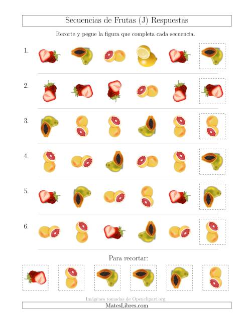 La hoja de ejercicios de Secuencias de Imágenes de Frutas Cambiando los Atributos Forma y Rotación (J) Página 2