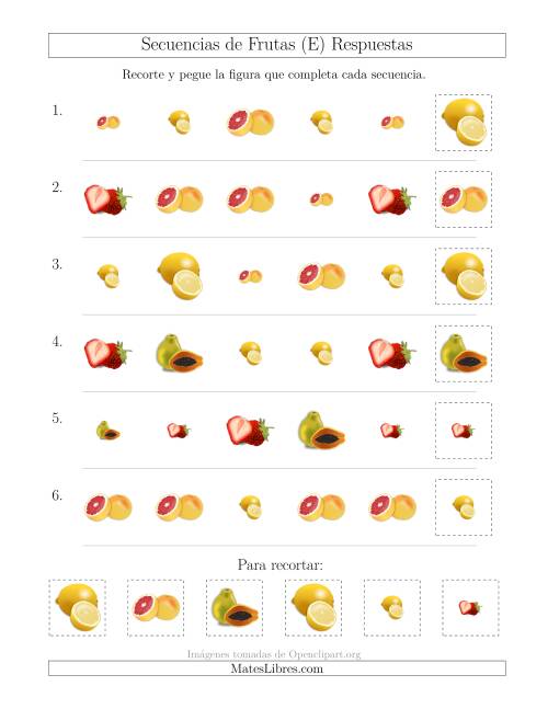 La hoja de ejercicios de Secuencias de Imágenes de Frutas Cambiando los Atributos Forma y Tamaño (E) Página 2