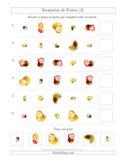 Secuencias de Imágenes de Frutas Cambiando los Atributos Forma, Tamaño y Rotación