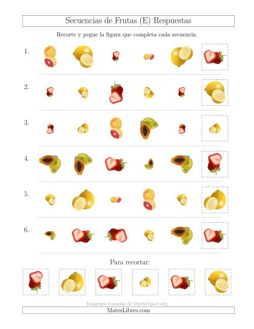 La hoja de ejercicios de Secuencias de Imágenes de Frutas Cambiando los Atributos Forma, Tamaño y Rotación (E) Página 2