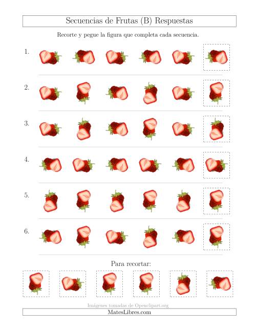 La hoja de ejercicios de Secuencias de Imágenes de Frutas Cambiando el Atributo Rotación (B) Página 2
