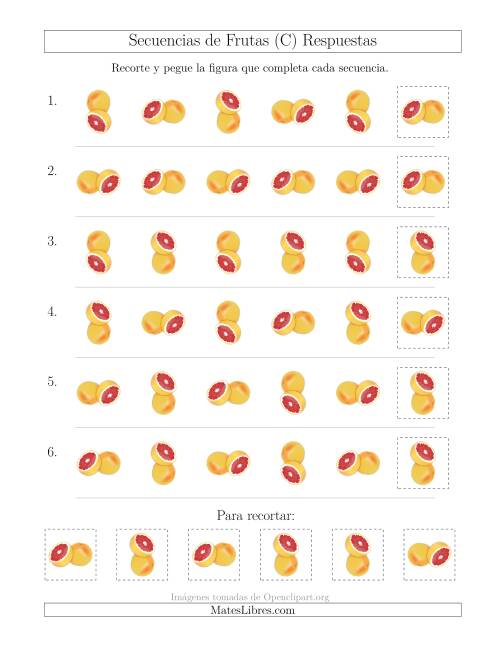 La hoja de ejercicios de Secuencias de Imágenes de Frutas Cambiando el Atributo Rotación (C) Página 2