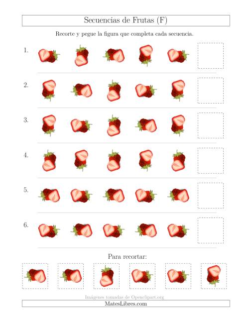 La hoja de ejercicios de Secuencias de Imágenes de Frutas Cambiando el Atributo Rotación (F)