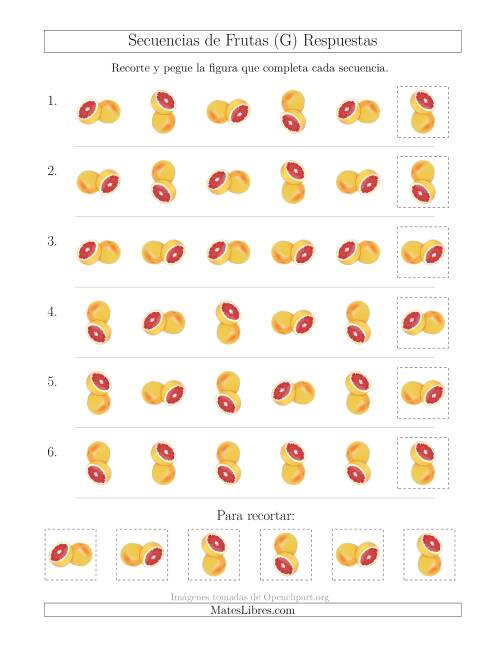 La hoja de ejercicios de Secuencias de Imágenes de Frutas Cambiando el Atributo Rotación (G) Página 2