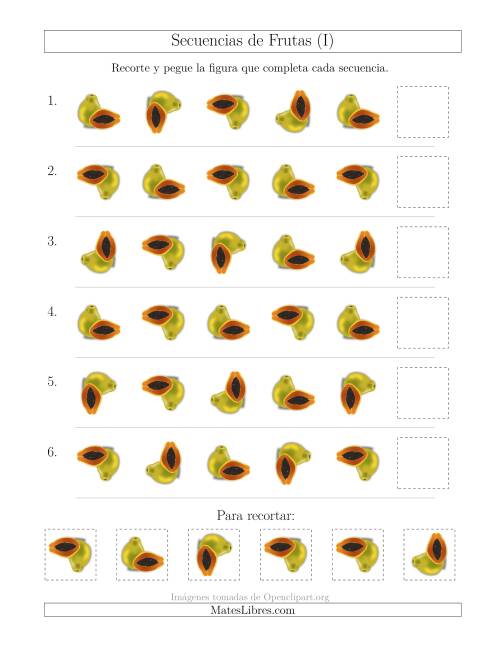 La hoja de ejercicios de Secuencias de Imágenes de Frutas Cambiando el Atributo Rotación (I)