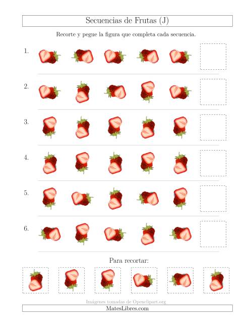 La hoja de ejercicios de Secuencias de Imágenes de Frutas Cambiando el Atributo Rotación (J)