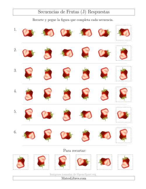 La hoja de ejercicios de Secuencias de Imágenes de Frutas Cambiando el Atributo Rotación (J) Página 2