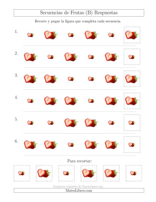 La hoja de ejercicios de Secuencias de Imágenes de Frutas Cambiando el Atributo Tamaño (B) Página 2
