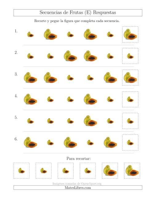 La hoja de ejercicios de Secuencias de Imágenes de Frutas Cambiando el Atributo Tamaño (E) Página 2