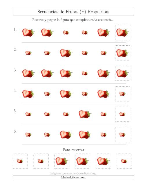 La hoja de ejercicios de Secuencias de Imágenes de Frutas Cambiando el Atributo Tamaño (F) Página 2