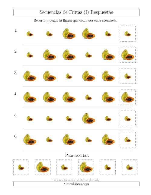 La hoja de ejercicios de Secuencias de Imágenes de Frutas Cambiando el Atributo Tamaño (I) Página 2
