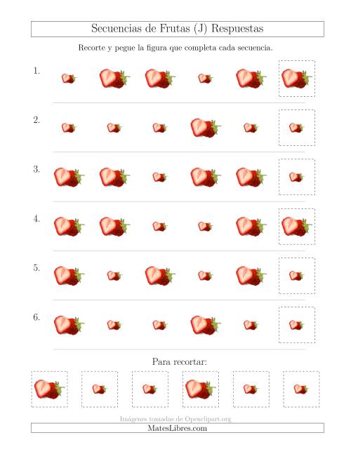 La hoja de ejercicios de Secuencias de Imágenes de Frutas Cambiando el Atributo Tamaño (J) Página 2