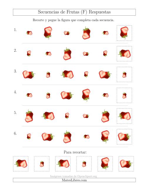 La hoja de ejercicios de Secuencias de Imágenes de Frutas Cambiando los Atributos Tamaño y Rotación (F) Página 2