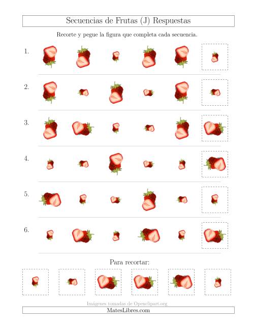 La hoja de ejercicios de Secuencias de Imágenes de Frutas Cambiando los Atributos Tamaño y Rotación (J) Página 2