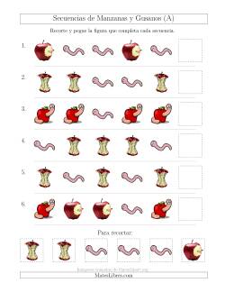 Secuencias de Imágenes de Manzanas y Gusanos Cambiando el Atributo Forma