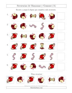 Secuencias de Imágenes de Manzanas y Gusanos Cambiando los Atributos Forma y Rotación