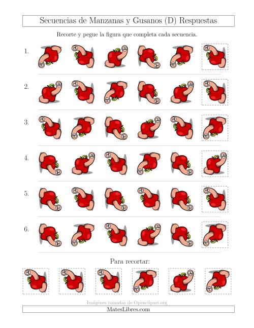 La hoja de ejercicios de Secuencias de Imágenes de Manzanas y Gusanos Cambiando el Atributo Rotación (D) Página 2