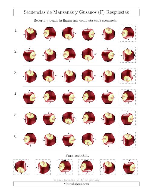 La hoja de ejercicios de Secuencias de Imágenes de Manzanas y Gusanos Cambiando el Atributo Rotación (F) Página 2