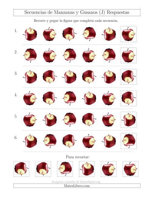 La hoja de ejercicios de Secuencias de Imágenes de Manzanas y Gusanos Cambiando el Atributo Rotación (J) Página 2