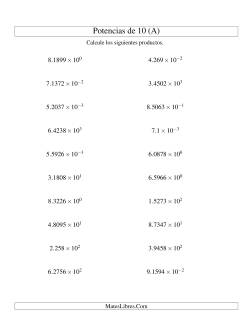 Multiplicar Decimales por Potencias Positivas y Negativas de 10 (Exponencial)